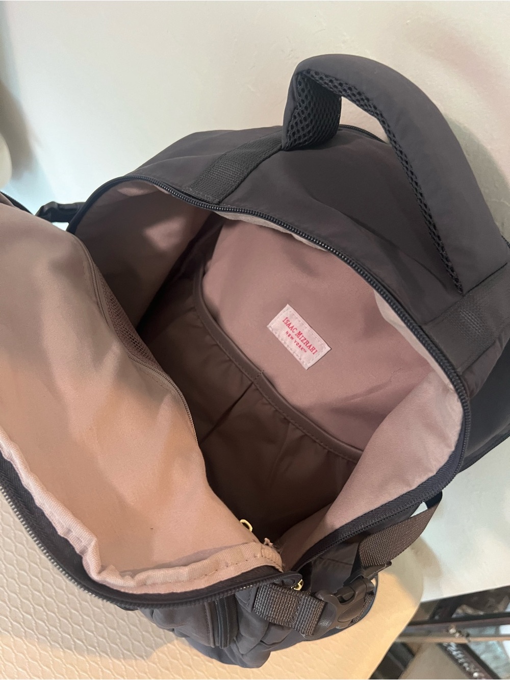 Isaac Mizrahi Full Size Grey Backpack with Gold Hardware - Picture 8 of 12